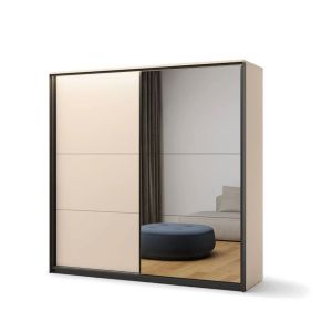 Amalfi Sliding 2 Door Wardrobe Beige & Black 220cm