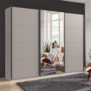 Elegate Sliding Mirrored Wardrobe in Desert Grey | 3 Door | 270cm