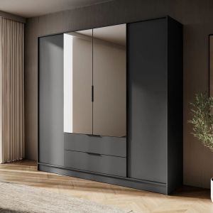 Infinity Hinged 4 Door Wardrobe 206cm | Graphite Grey