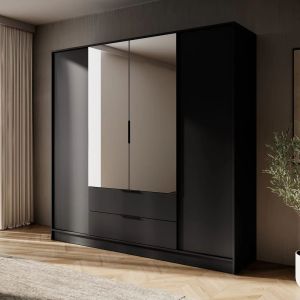 Infinity 4 Door Wardrobe with drawers 206cm | Black