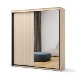 Amalfi Sliding 2 Door Wardrobe Beige & Black 200cm