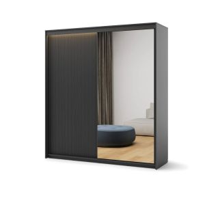 Amalfi Sliding 2 Door Wardrobe Black 200cm