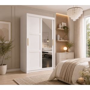 Hampton Shaker Sliding Mirror Wardrobe 2 Door White