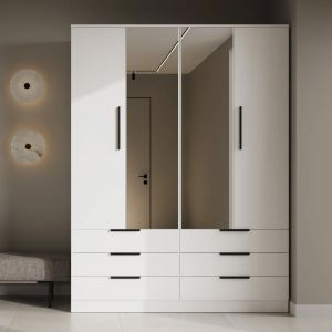 Malta 2 Door Hinged Wardrobe with Drawers 170cm | White