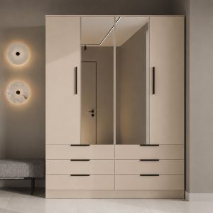 Malta 2 Door Hinged Wardrobe with Drawers 170cm | Beige 
