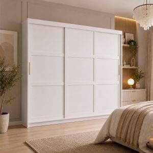 Hampton Shaker White Sliding Wardrobe 3 Door 250cm