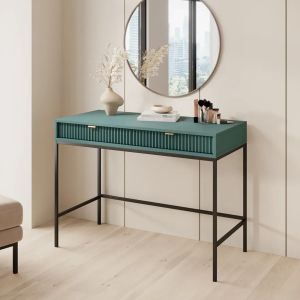 Ripple Dressing Table Green Vanity Unit with Fluted Drawers 