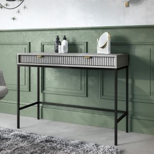 Ripple Dressing Table Grey Vanity Unit with Fluted Drawers 
