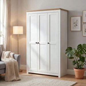 Mollie Shaker 3 Door Wardrobe White 120cm