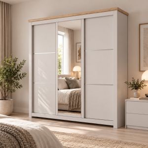 Mollie 3 Door Sliding Mirrored Wardrobe – Cashmere 180cm