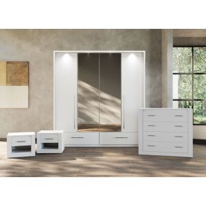 LISA bedroom furniture set + bi-folding sliding Wardrobe 210cm White
