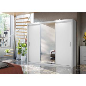 Petra 3 Door Sliding wardrobe 250cm White Matt & Mirror