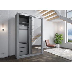 Petra Grey Sliding Wardrobe 2 Door 150cm [Grey matt]
