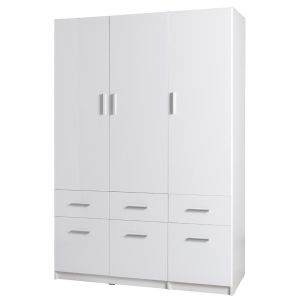 Arctic Hinged Door Wardrobe 136cm White Gloss