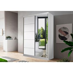 Paris Sliding Door Wardrobe 120cm in White Matt White