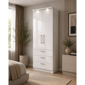 Divine 2 Door White Wardrobe with Drawers