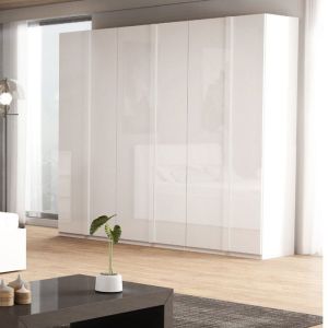 Roma White Gloss Wardrobe 6 Door 270cm