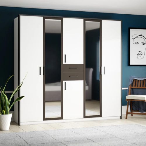 Hauch 5 Door Wardrobe with drawers White And Graphite 225cm
