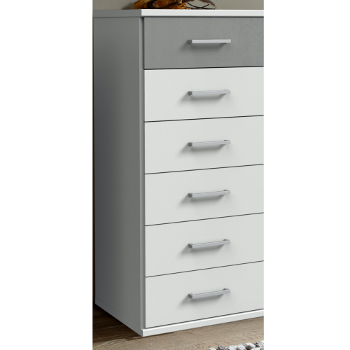 Farah White And Black Narrow 6 Drawer Chest