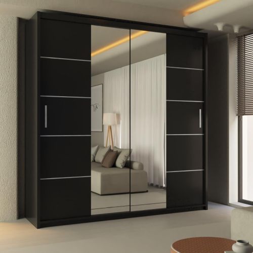 Inverse Sliding Door Wardrobe - Black, White, Grey, Oak