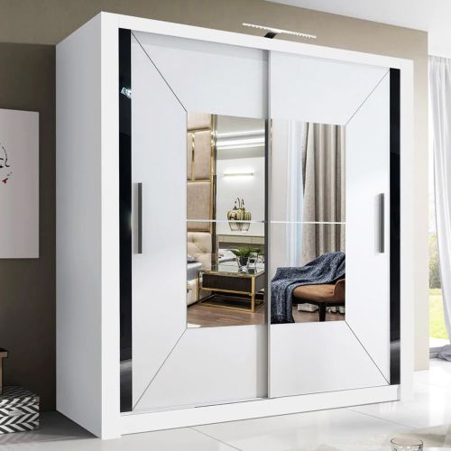 Viking Sliding Wardrobe 2 Door White Mirrored