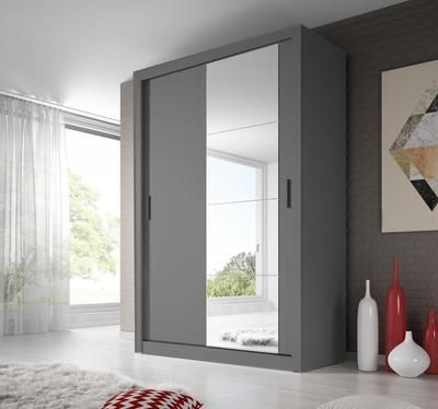 Vision Sliding Wardrobe in Matt Black, Oak Shetland, White, Grey | 2 Door - 150cm Wide