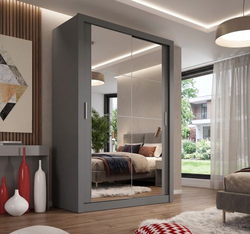 Vision Sliding Wardrobe  in Matt Grey, White, Oak Shetland | 2 Door - 120cm Wide