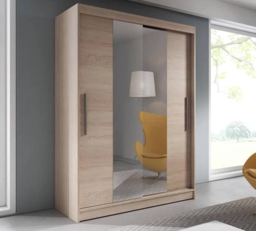 Hanna Mirrored Sliding Wardrobe  in  Oak  | 2 Door - 150cm Wide