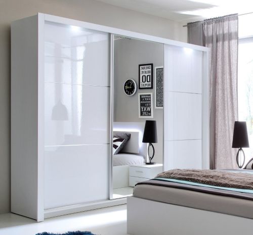 Petra Sliding Wardrobe White Gloss | 3 Door - 258cm Wide