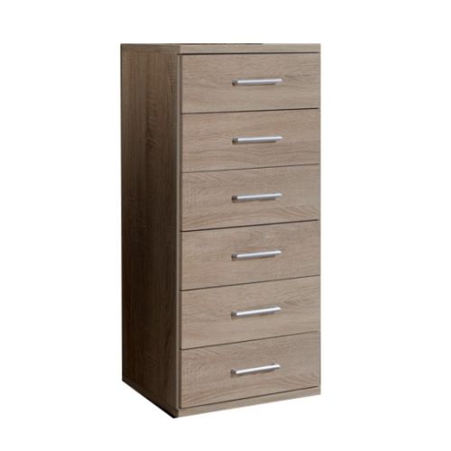 Tall Boy 6 Drawer Chest of Drawers Oak