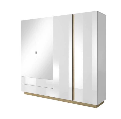 Basel White Wardrobe with Drawers 4 Door 220cm