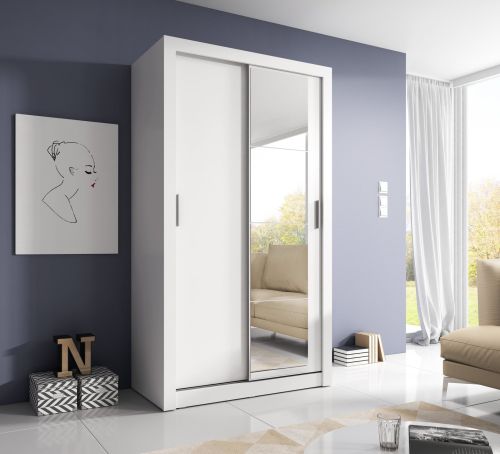 Vision White Sliding Door Wardrobe with Mirror 120cm