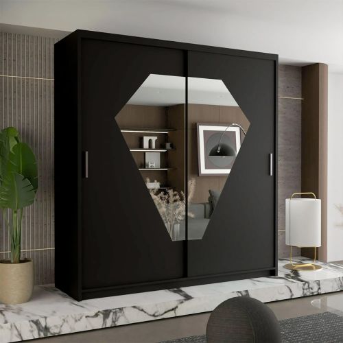 Diamond Sliding Door Wardrobe - White, Black, Grey