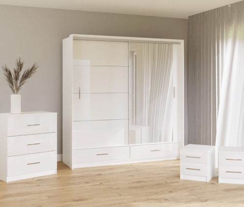 Lenart Bedroom Furniture Set | White Gloss 208cm