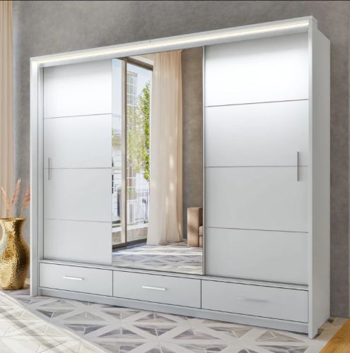 Lenart Sliding Wardrobe White Matt 3 Door 250cm