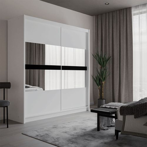 Monaco White Sliding Wardrobe 2 Door | 203cm