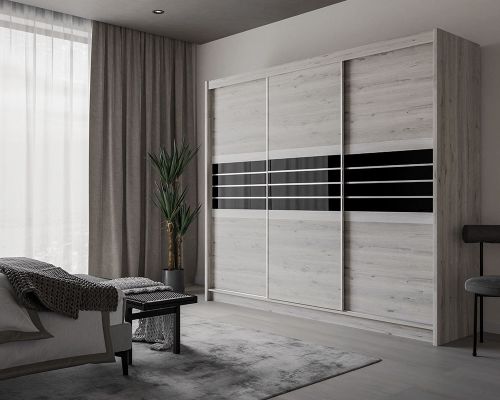 Malibu Sliding Wardrobe Light Oak 250cm