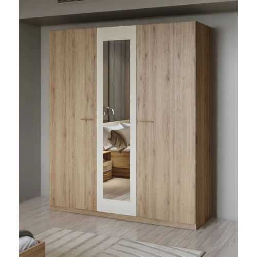 Verona 3 Door Wardrobe Oak & Beige 180cm