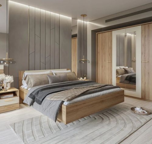 Verona Oak & Beige Bedroom Furniture Set