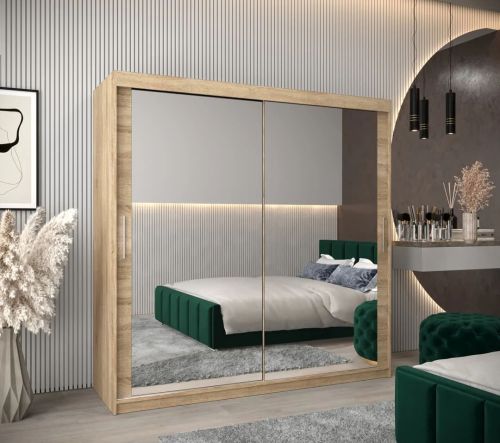 Soho Sliding Wardrobe with Drawers OAK Sanoma with Double Mirror 200cm