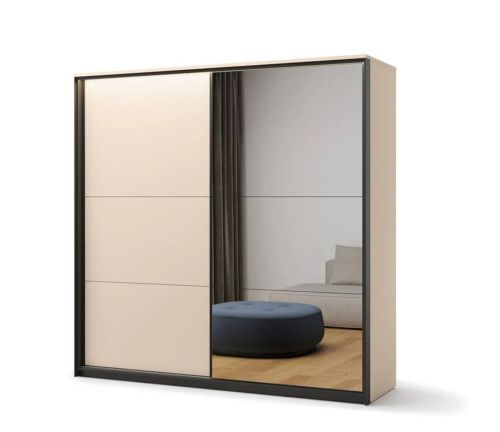 Amalfi Sliding 2 Door Wardrobe Beige & Black 220cm