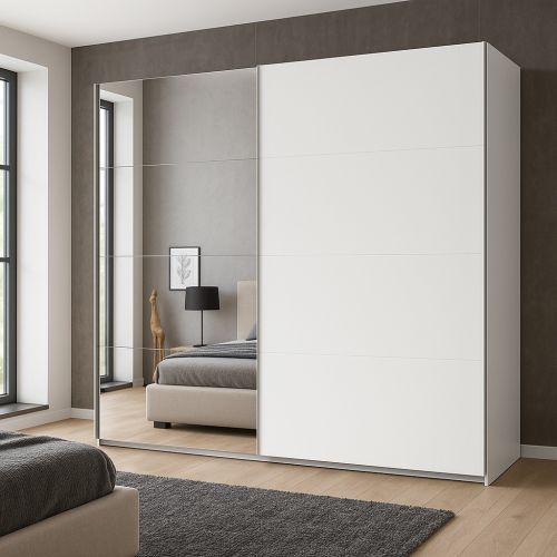 Elegate Sliding Wardrobe White | Mirror | 2 Door | 225cm