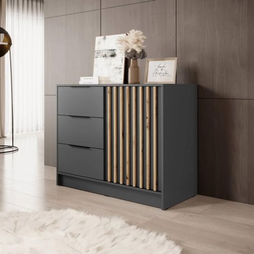 Stripe Graphite Chest of Drawers / Sideboard 105cm