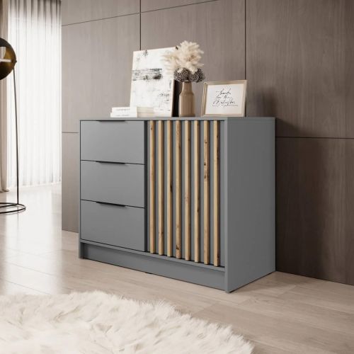 Stripe Grey Chest of Drawers / Sideboard 105cm