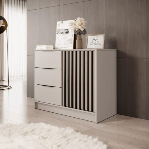 Stripe Cashmere White Chest of Drawers / Sideboard 105cm