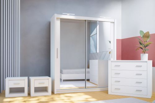 Petra Bedroom Furniture Set White + Sliding Wardrobe