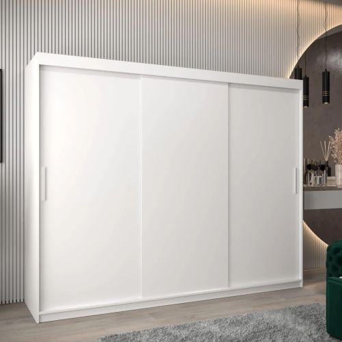 Soho White 3 door Sliding Wardrobe with Drawers 250cm