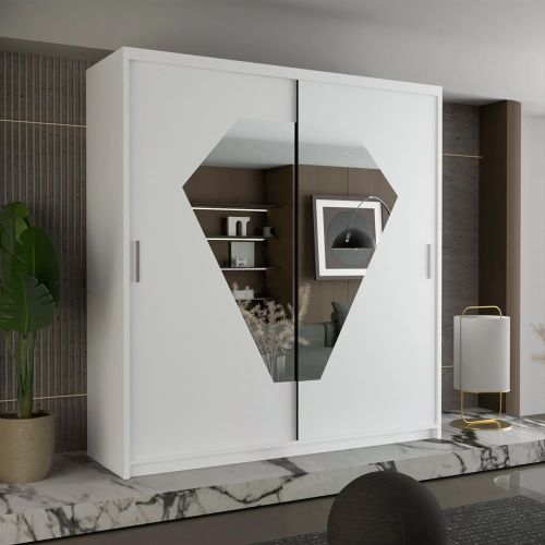 Diamond Sliding Door Wardrobe - White, Black, Grey