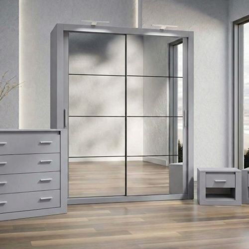 Petra Bedroom Furniture Set Grey + Sliding Wardrobe