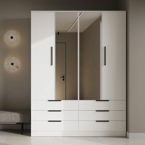 Malta 2 Door Hinged Wardrobe with Drawers 170cm | White